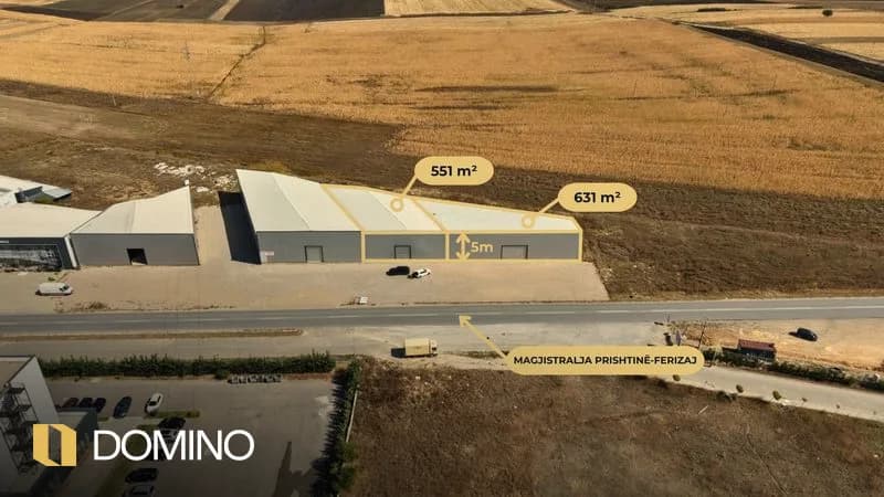 Depo me qira 631m² & 551m² në Magjistralen Prishtinë-Ferizaj
